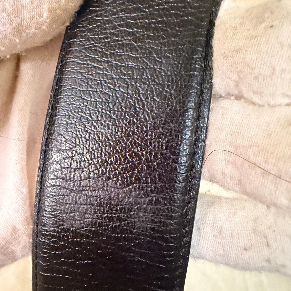 Salvatore Ferragamo Black Leather Belt with Gold Gancini Buckle
